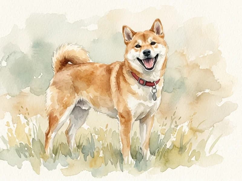 水彩画風に仕上げた柴犬のアート