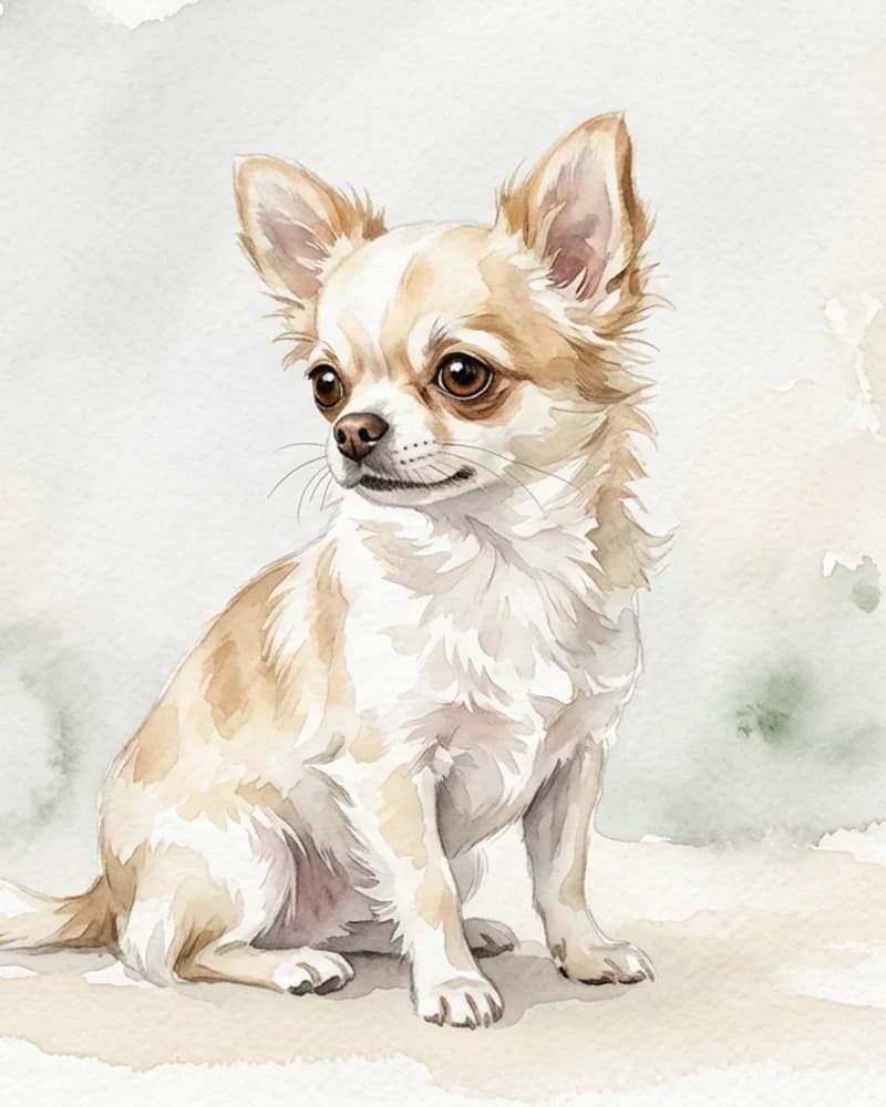 チワワの優美な水彩画ポートレート