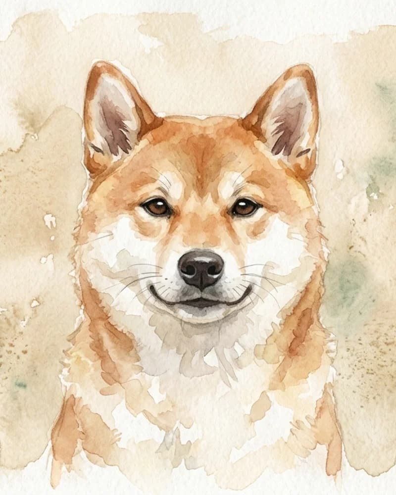 柴犬の水彩画ポートレート