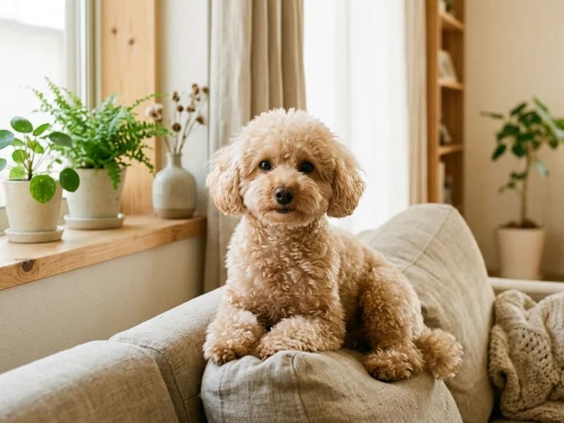 自然光の中、カメラを見つめる犬の写真